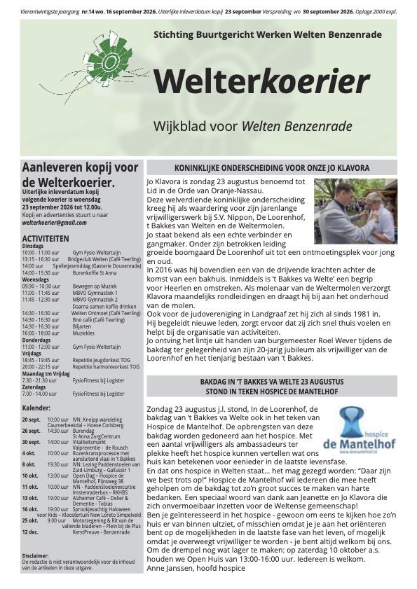 Welterkoerier actueel