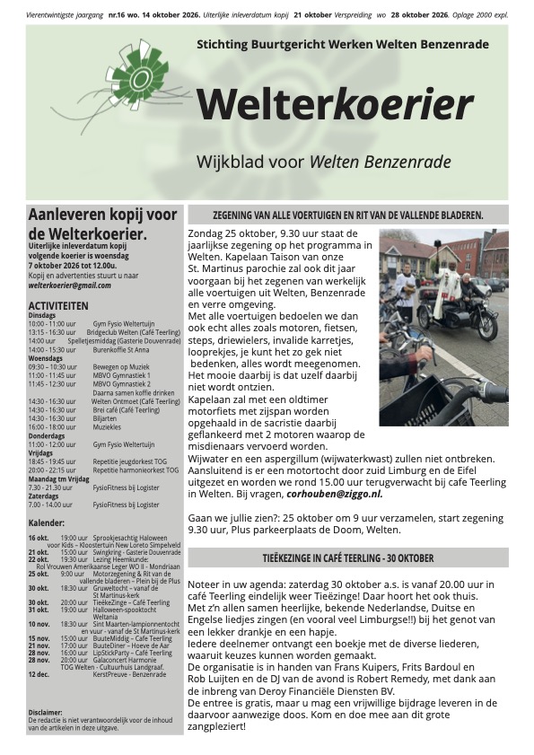 Welterkoerier actueel