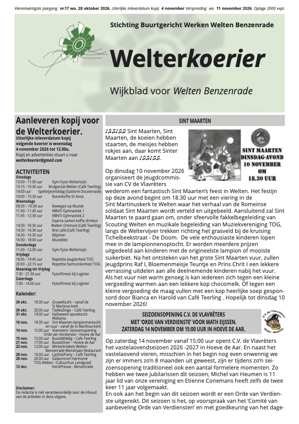 Welterkoerier actueel